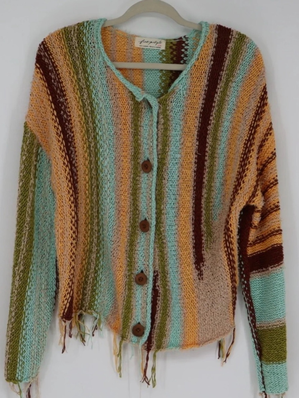 Striped Multicolor Knit Button-Front Sweater - Picture 2 of 3